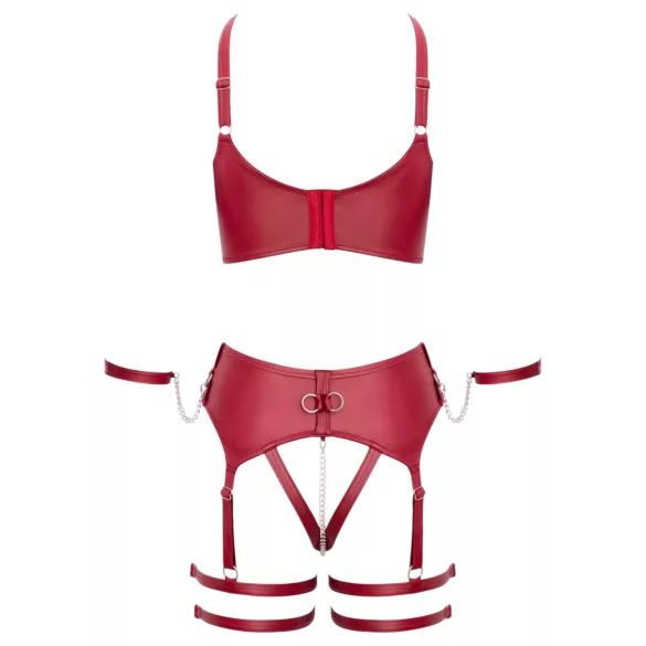 Cottelli Bondage - erotični nedrček s trakovi - rdeč komplet - M