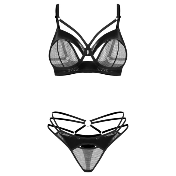 Obsessive - erotični komplet s paščki - črna - L/XL