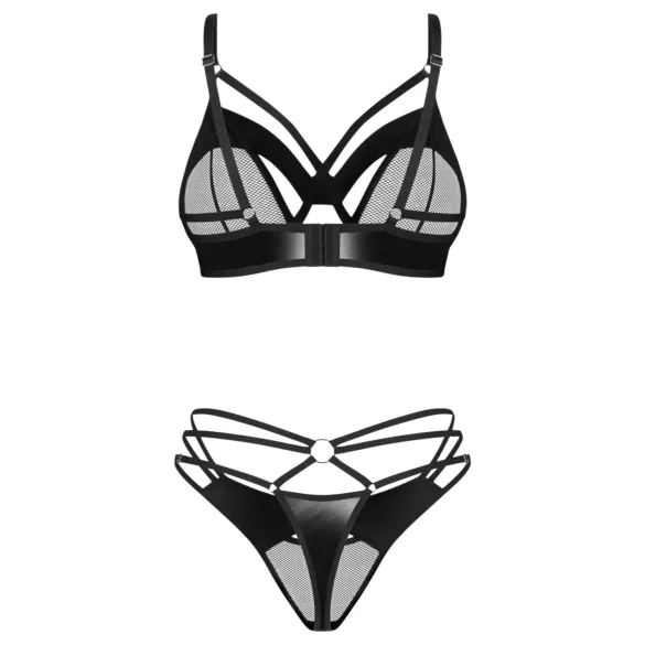 Obsessive - erotični komplet s paščki - črna - L/XL