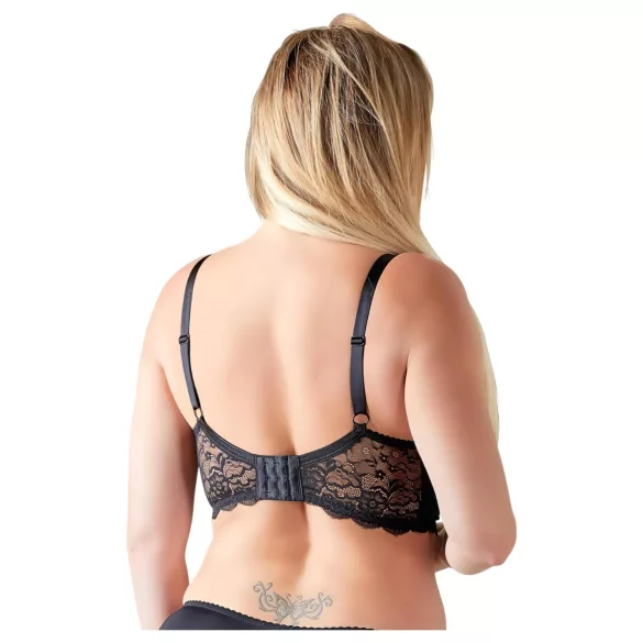 Cottelli Plus Size - nedrček z naramnicami in obročki za dvig prsi (črn) - 85E