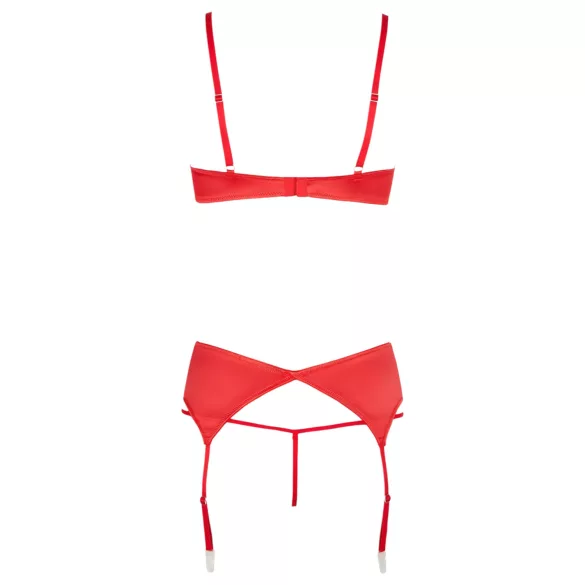 Cottelli - odprt komplet za dvig prsi s srčki - rdeča