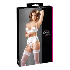 Cottelli - push up komplet s čipko in vezalkami - bela