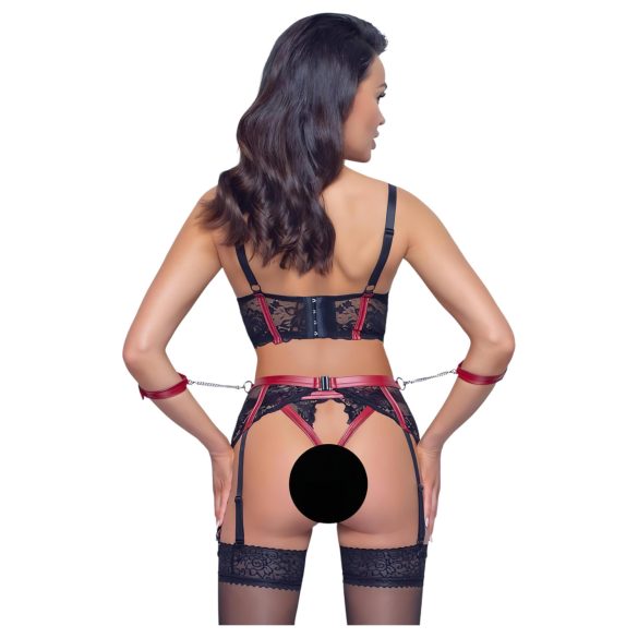 Cottelli Bondage - Čipkast rdeč dvigovalec prsi set - L