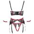 Cottelli Bondage - Saten čipkasti kompletek (rdeča) - XL