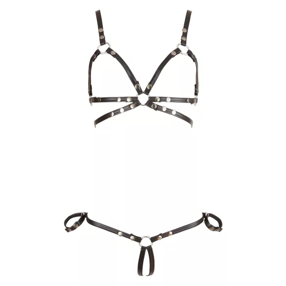Cottelli Bondage - bleščeč bikini oprsnica - črna - L