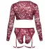 Cottelli Curves - čipkasti komplet z dolgimi rokavi - rdeča - 2XL