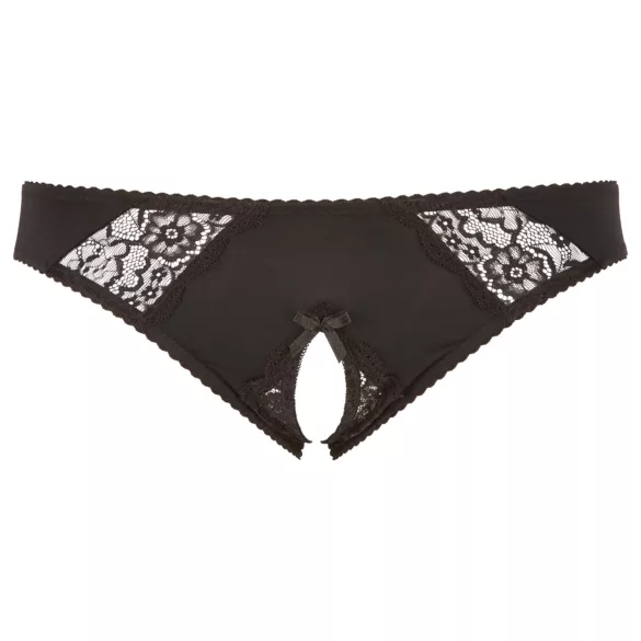 Cottelli Plus Size - čipkaste, odprte hlačke (črne)