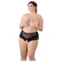 Cottelli Plus Size - odprte hlačke - čipka, perle, črna - XL