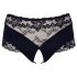 Cottelli Plus Size - črne čipkaste tangice s perlicami - XL