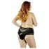 Cottelli Plus Size - črne čipkaste tangice s perlicami - XL