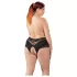 Cottelli Plus Size - odprte hlačke - čipka, perle, črna - 2XL