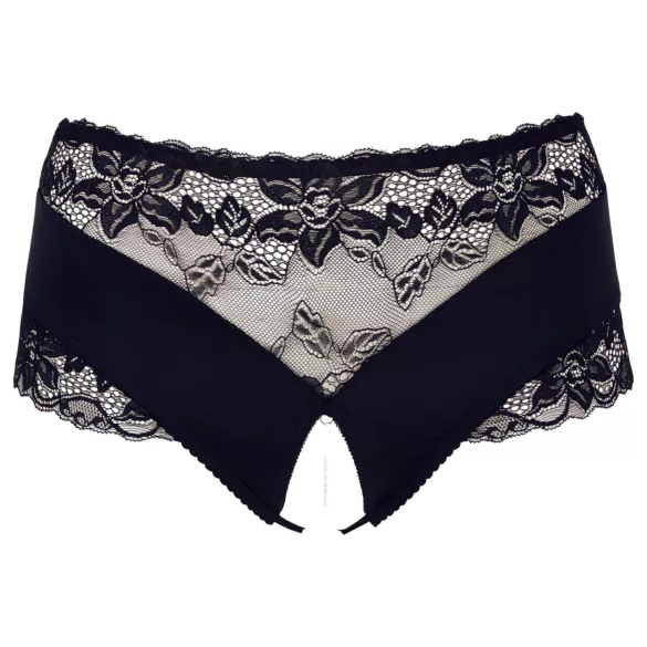 Cottelli Plus Size - odprte hlačke - čipka, perle, črna - 3XL