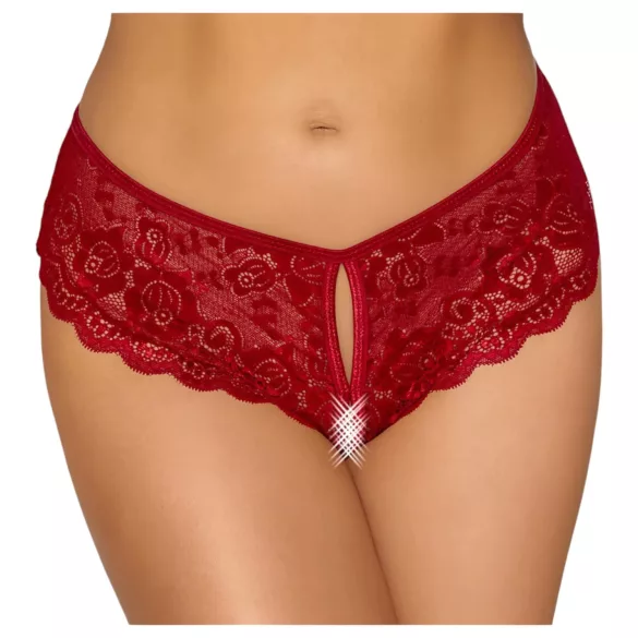 Cottelli - odprte čipkaste hlačke - rdeče - XL