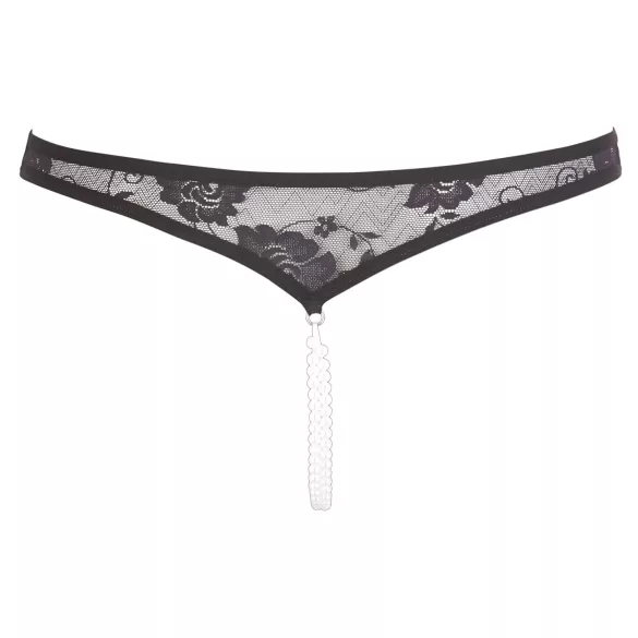 Cottelli - tangice z biseri - odprte - čipka - črna - XL