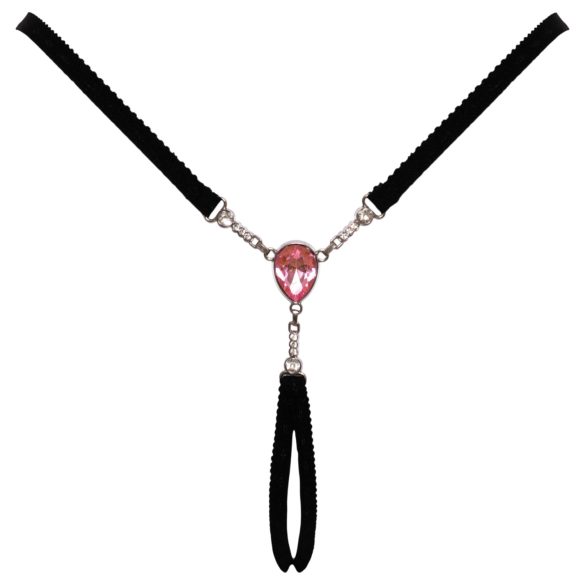 Cottelli - tangice z odprtim mednožjem - bleščeč kamen - črna (S-L)