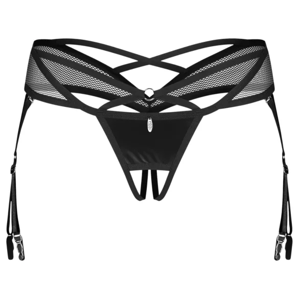 Obsessive - pas za nogavice s trakovi - črna - L/XL