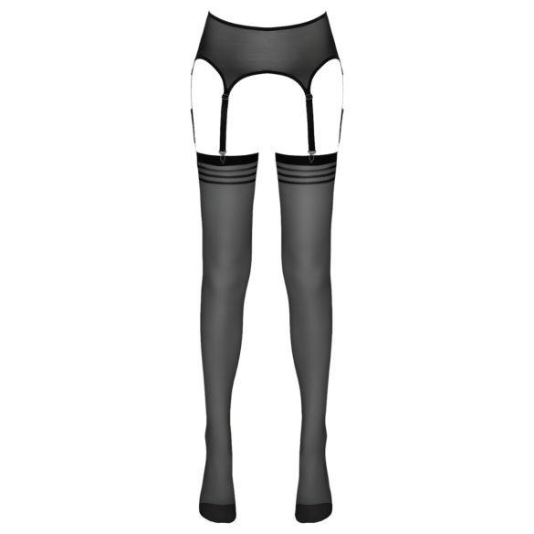 NO:XQSE - črtaste nogavice s pasom (črne)