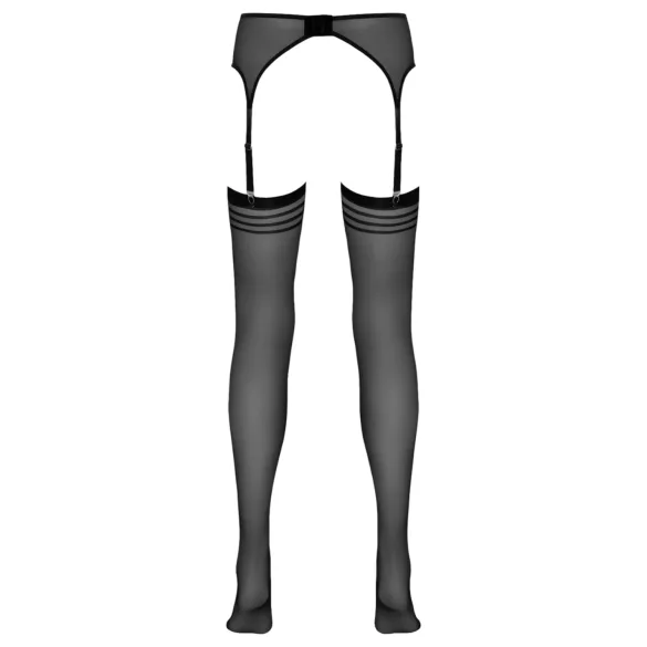 NO:XQSE - črtaste nogavice s podvezico - črne - L/XL