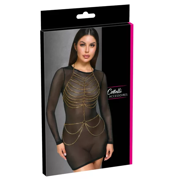 Cottelli - Erotični body z verigami - zlata barva