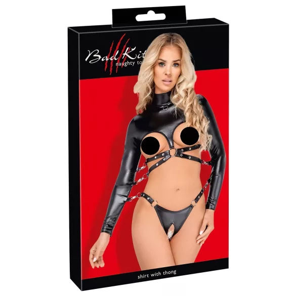 Bad Kitty - odprti prsni bondage set (črna) - L