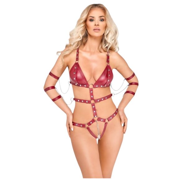 Bad Kitty - Zakovičeni bondage body (rdeč)