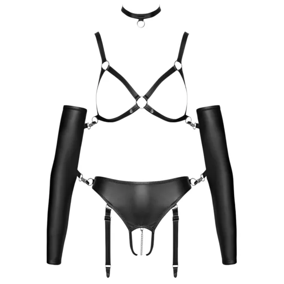 Bad Kitty - bondage oprsnica komplet - črna - M