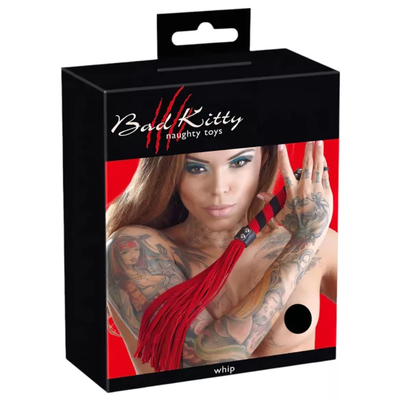 Bad Kitty - bič iz umetnega velurja - rdeč