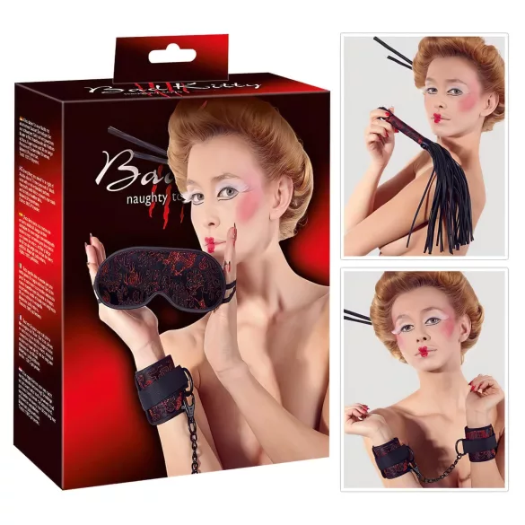 Bad Kitty - set za BDSM - rdeče-črna