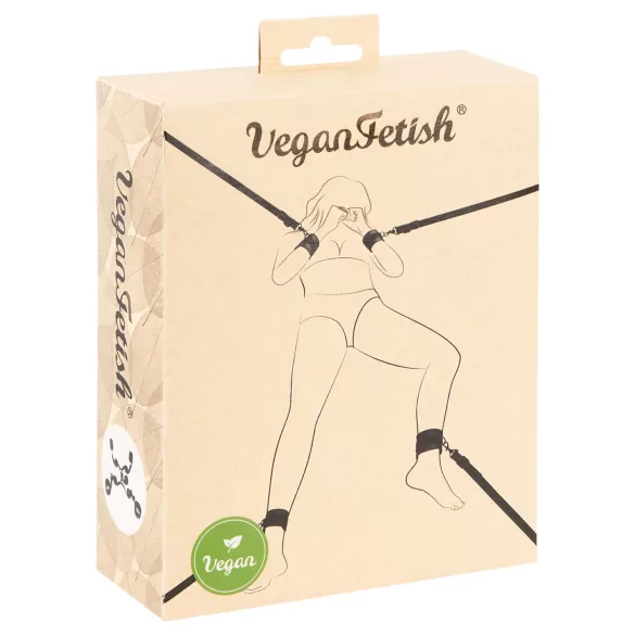 Vegan Fetish - komplet za privezovanje na posteljo - črna