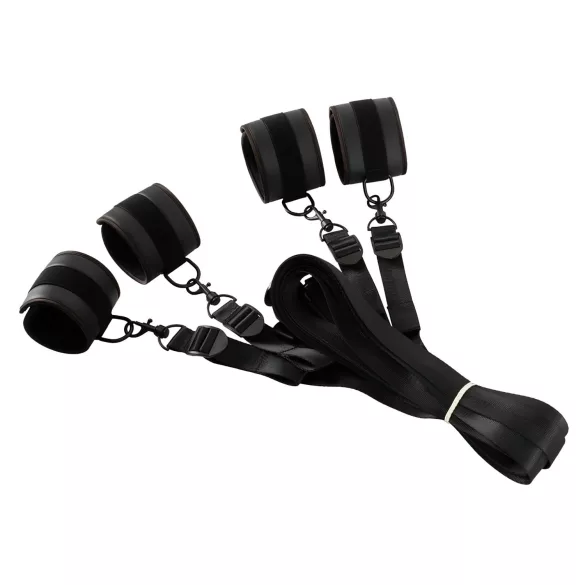 Vegan Fetish - komplet za privezovanje na posteljo - črna