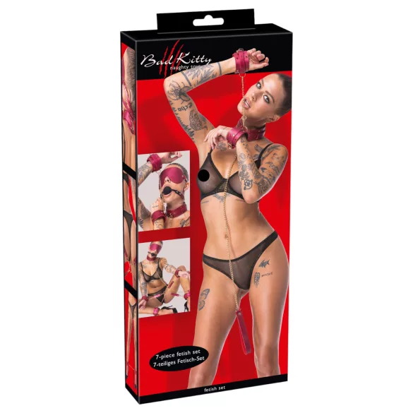 Bad Kitty - bondage komplet - 7 delni set - rdeča