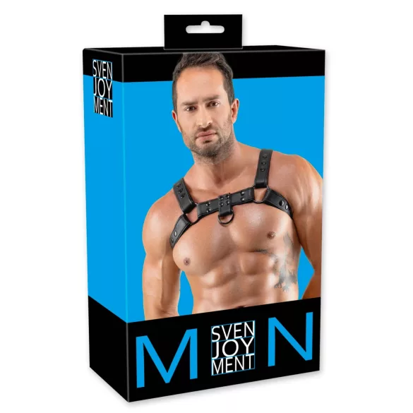 Svenjoyment - usnjen oprsni pas (črn)