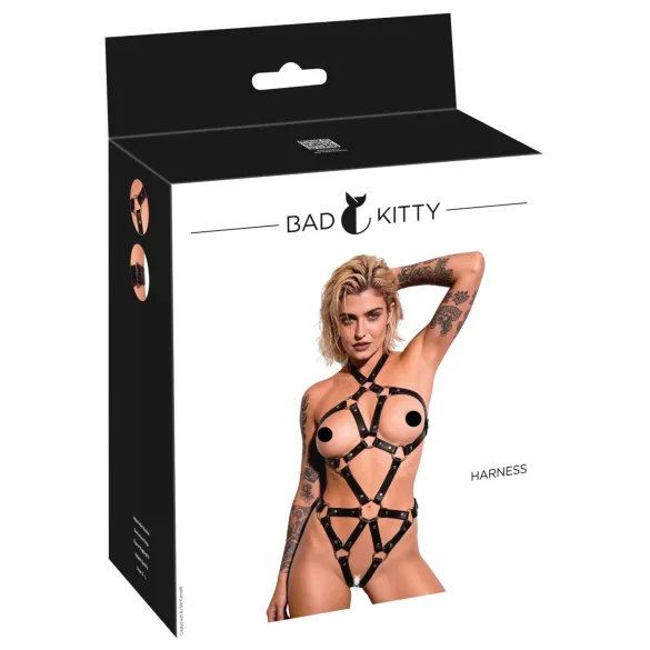 Bad Kitty - body z naramnicami in odprtim modrčkom (črna) - S-L