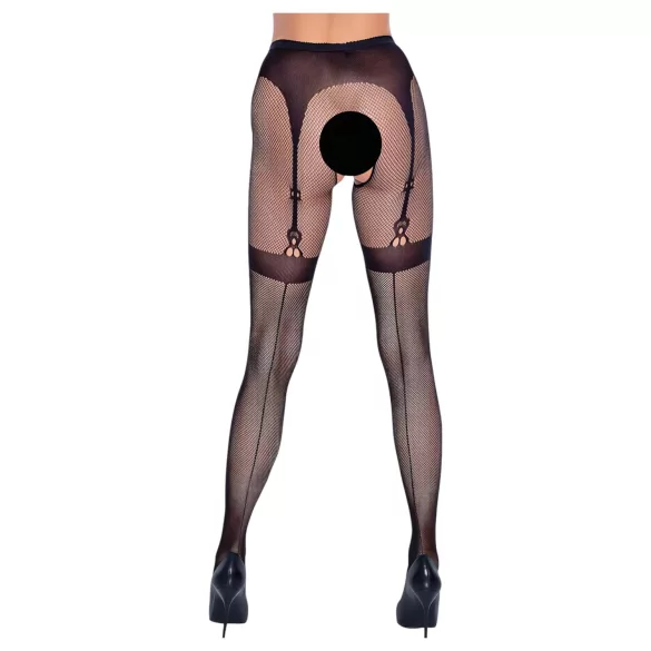Cottelli Legwear - samostoječe odprte nogavice - črne - S-L
