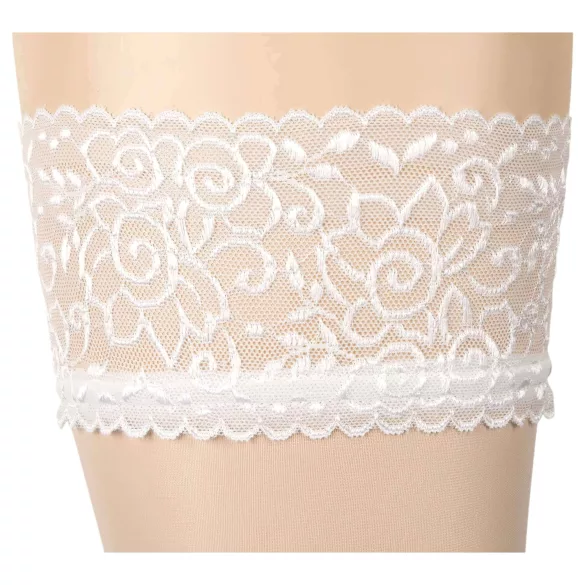 Cottelli - samostoječe nogavice - satenast videz - bela - 5/XL