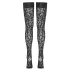 Cottelli Legwear - samostoječe nogavice - leopard vzorec - črne