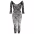 NO:XQSE - mrežasti catsuit - cvetlični vzorec - črna (S-L)