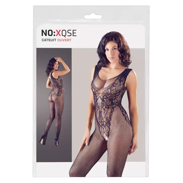NO:XQSE - mrežasti catsuit brez rokavov - odprt - črna - S-L