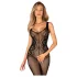 Obsessive - mrežasta catsuit z odprtinami - prosojna črna - S-L
