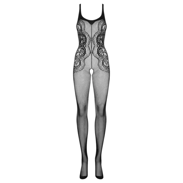 Obsessive - mrežasta catsuit z odprtinami - prosojna črna - S-L