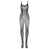 Obsessive - mrežasta catsuit z odprtinami - prosojna črna - S-L