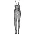 Obsessive - mrežasta catsuit z odprtinami - prosojna črna - S-L