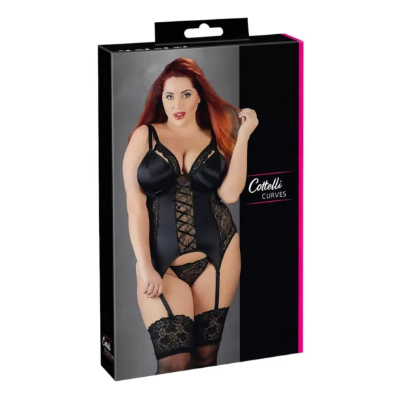 Cottelli Plus Size - prilagodljiv top s podvezicami (črna)
