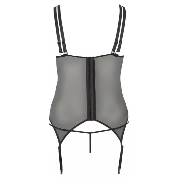 Cottelli Plus Size - prilagodljiv top s podvezicami (črna)