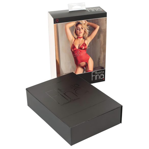 Abierta Fina - bleščeči verižični top in tanga (rdeča)