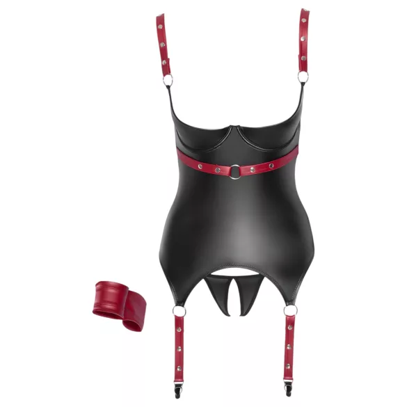 Cottelli Bondage - sijoči nedrček z ovratnico - črna - XL