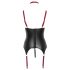 Cottelli Bondage - Bleščeč dvigovalec prsi z ovratnikom (črna) - XL