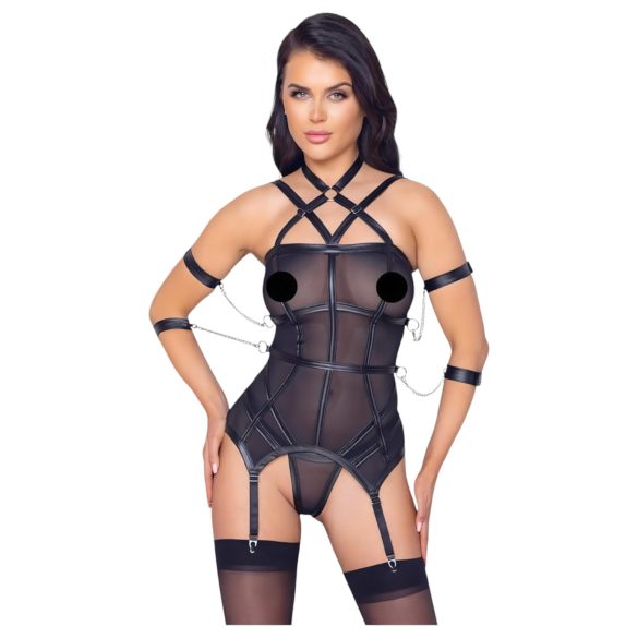 Cottelli Bondage - črna zgornja sponka in lisice - M