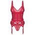 Obsessive Cupide Desir - prosojni čipkasti komplet (rdeč) - L/XL