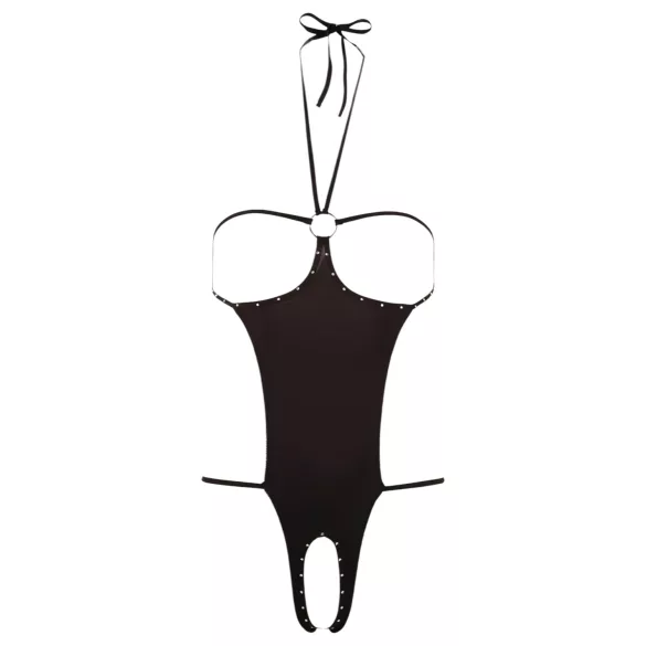 NO:XQSE - odprt seks body - okrasni kamenčki - črna (S-L)